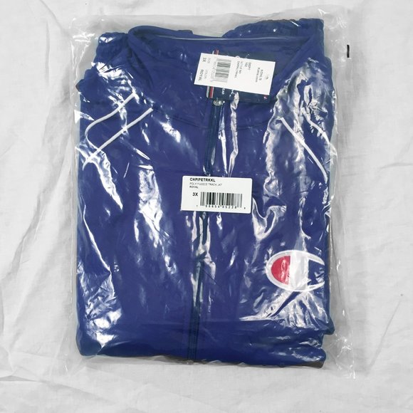 NEW! Champion Tricot Track Jacket!  3XB  Royal Blue With White Details - Picture 3 of 3